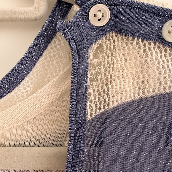 IISLI Striped Dress in Ocean Blue and White Sheer Layered - Picture 3 of 6